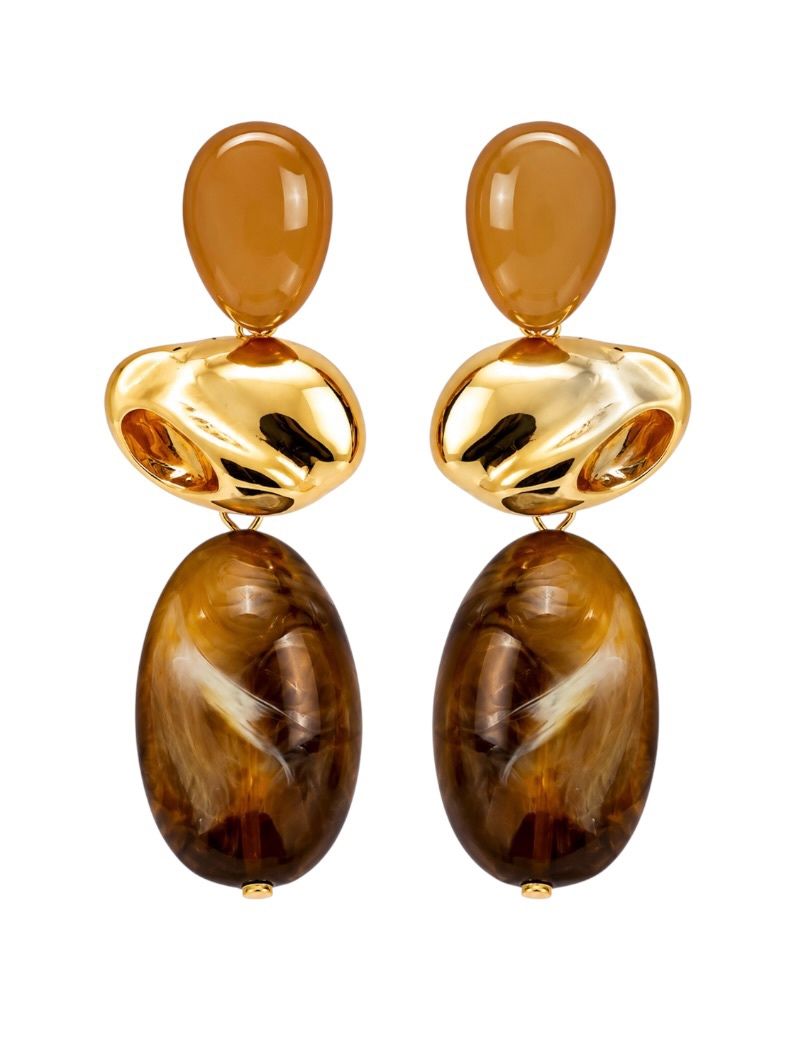 Brinco Folheado a Ouro 18k Reinado Longo Martelado