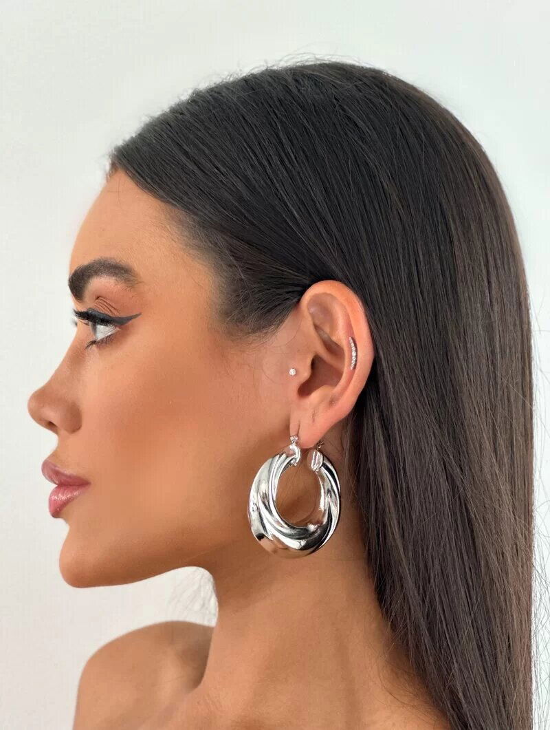 Brinco Folheado a Ouro e Prata Argola Maxi Click.