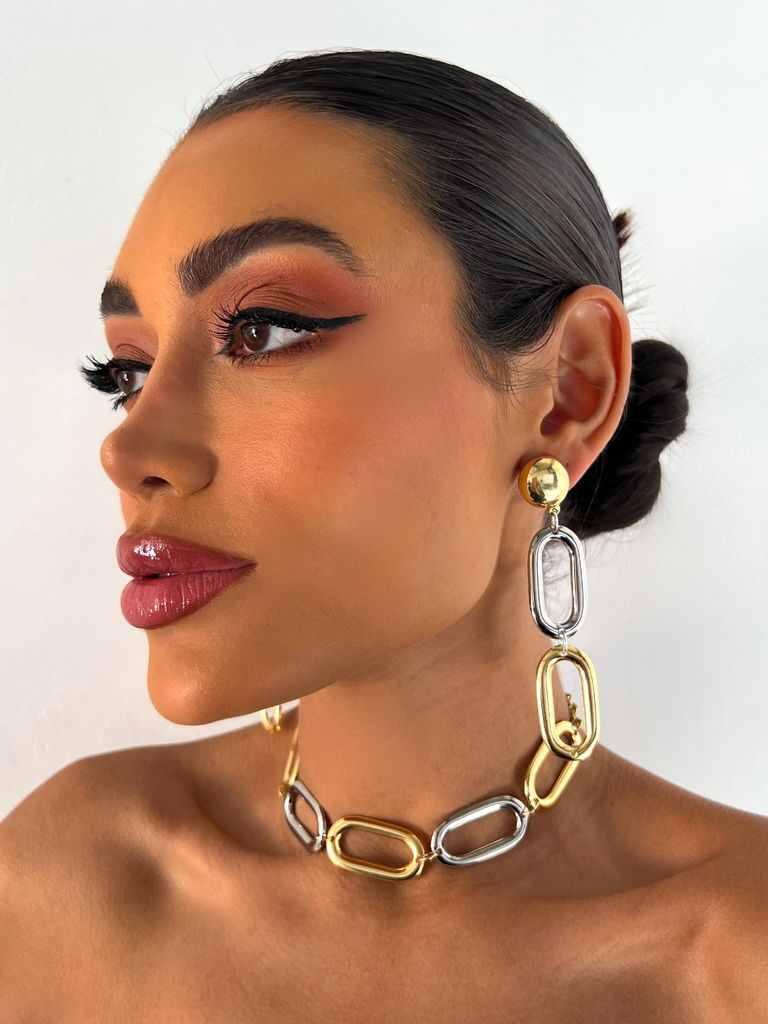 BRINCO FOLHEADO A OURO MAXI BLOGGER ELOS LARGOS