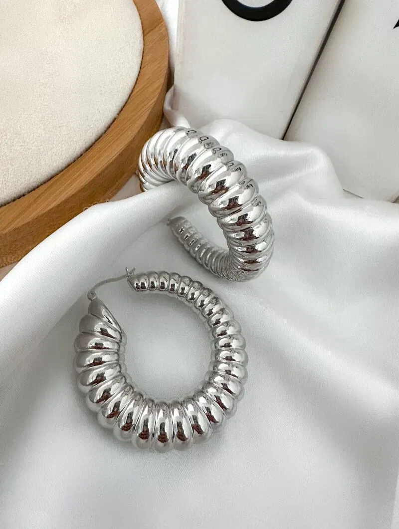 Brinco Folheado a Prata Argola Gomos M