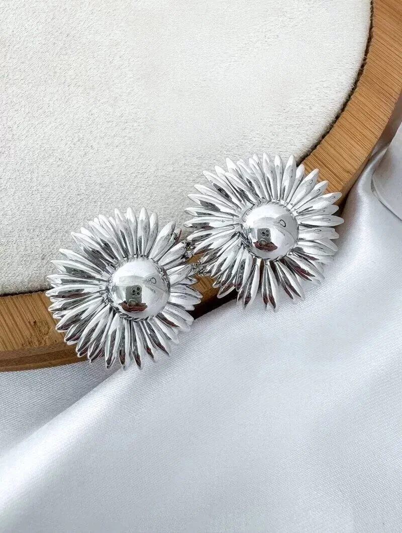 Brinco Folheado a Ouro 18k e Prata Flor Girassol