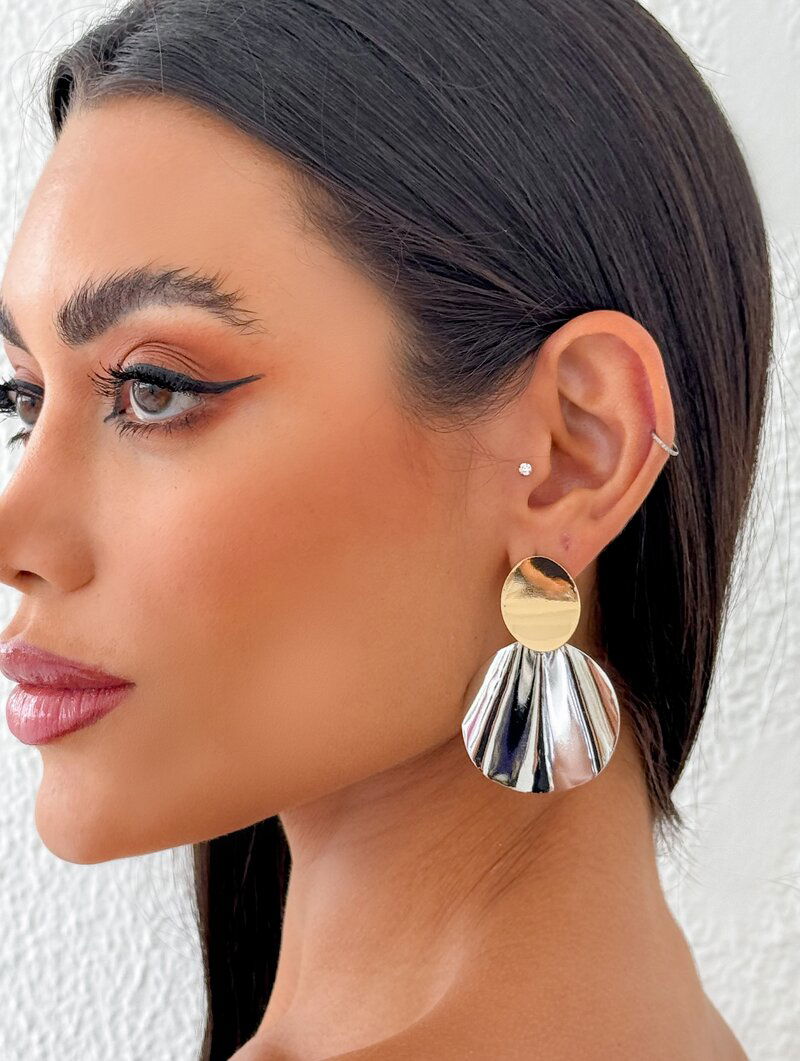 Brinco Mix Banho Circulos Martelados