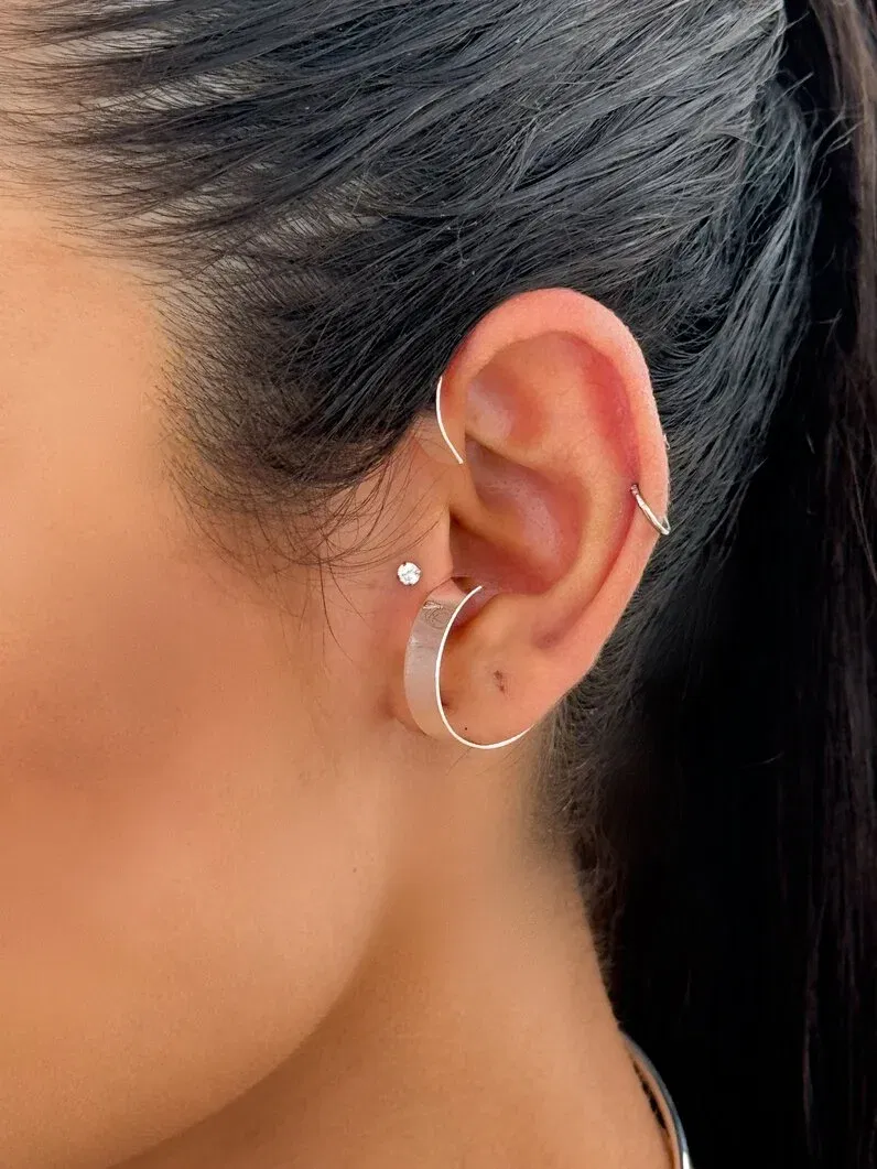 Piercing Ear Cuff Folheado a Ouro 18k e Prata Aro Blogger
