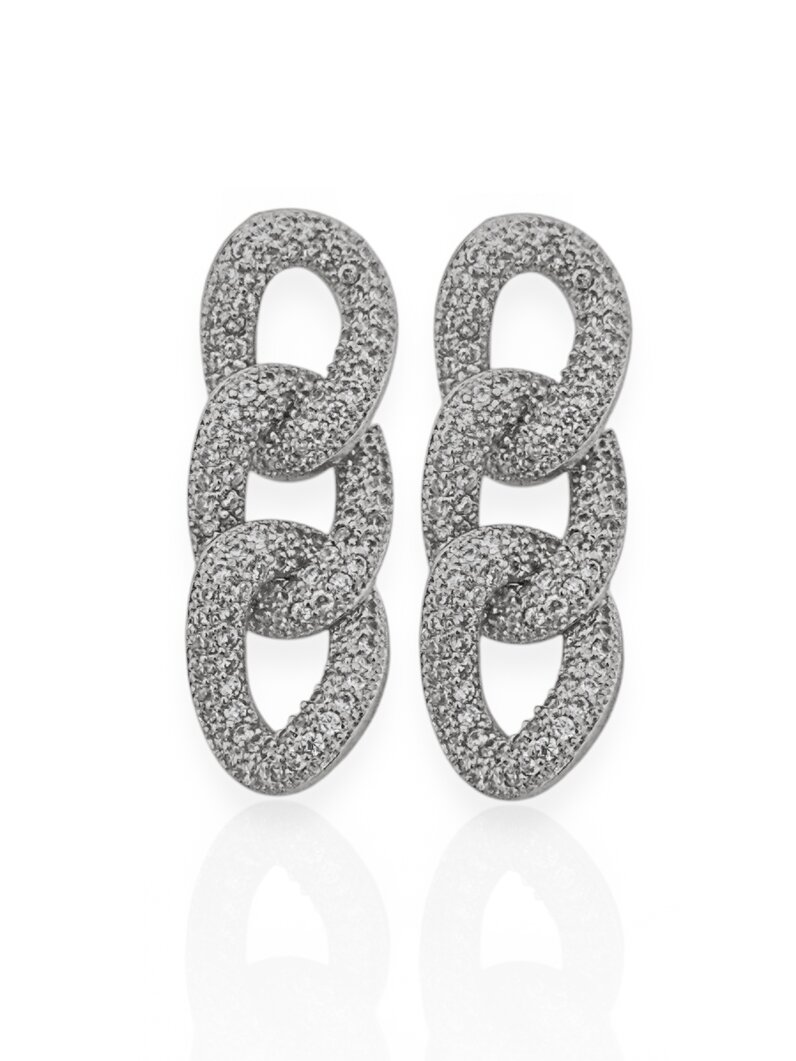 Brinco Semi joia Com Elos Cravejados