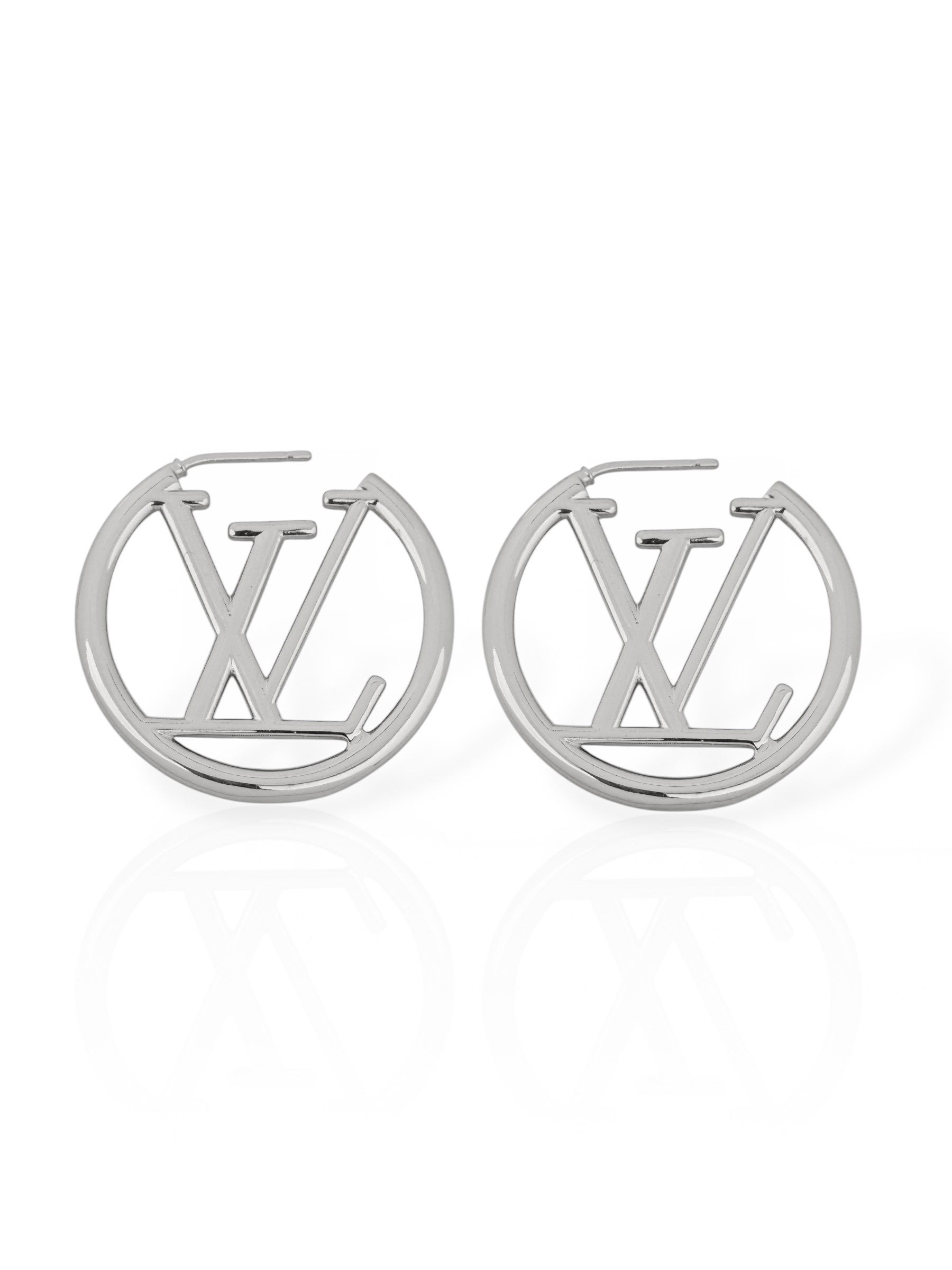 Brinco Folheado a Ouro 18k e Prata Argola Click Inspiração LV. Liso