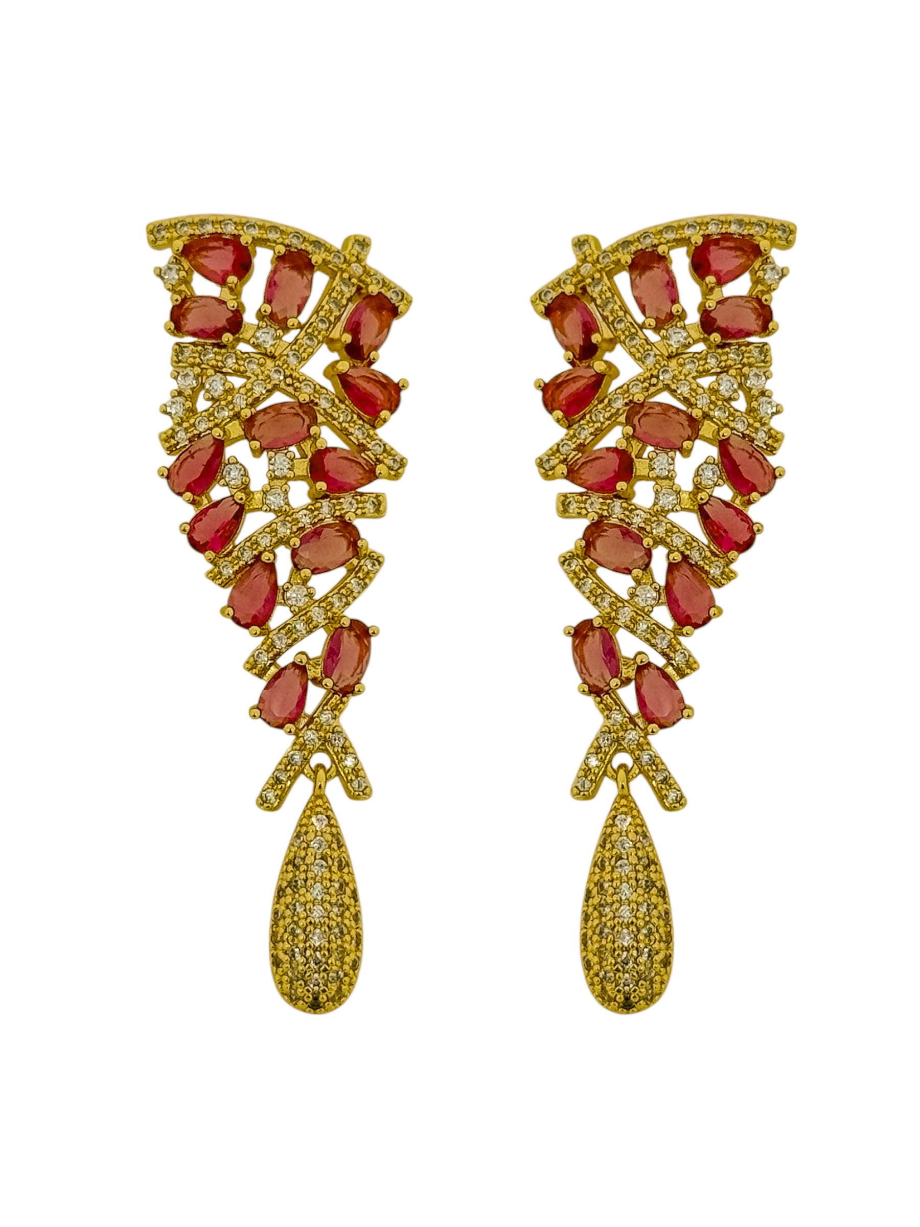 Brinco Semi Joia Longo Design Cascata Com Zircônia