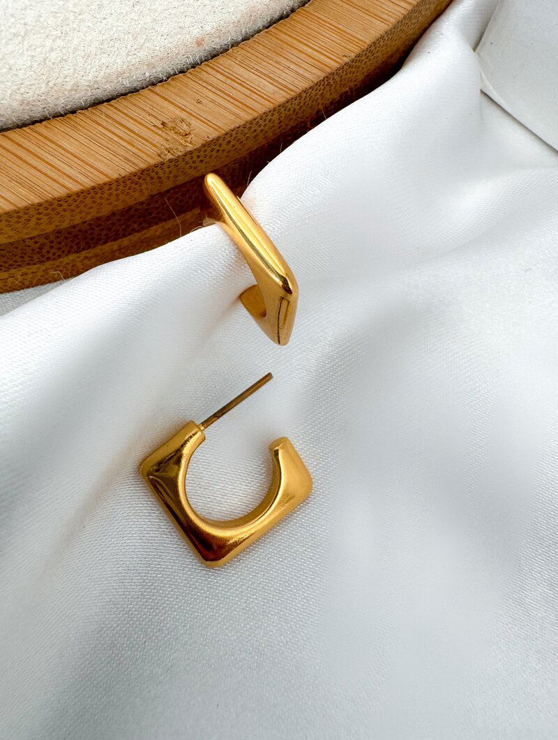 Brinco Semi Joia Quadrado Liso