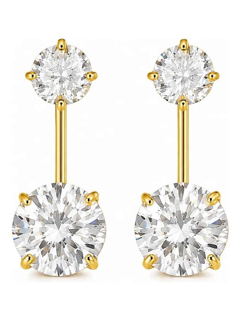 Brinco Virginia Folheado a Ouro 18k Ponto de Luz Duplo