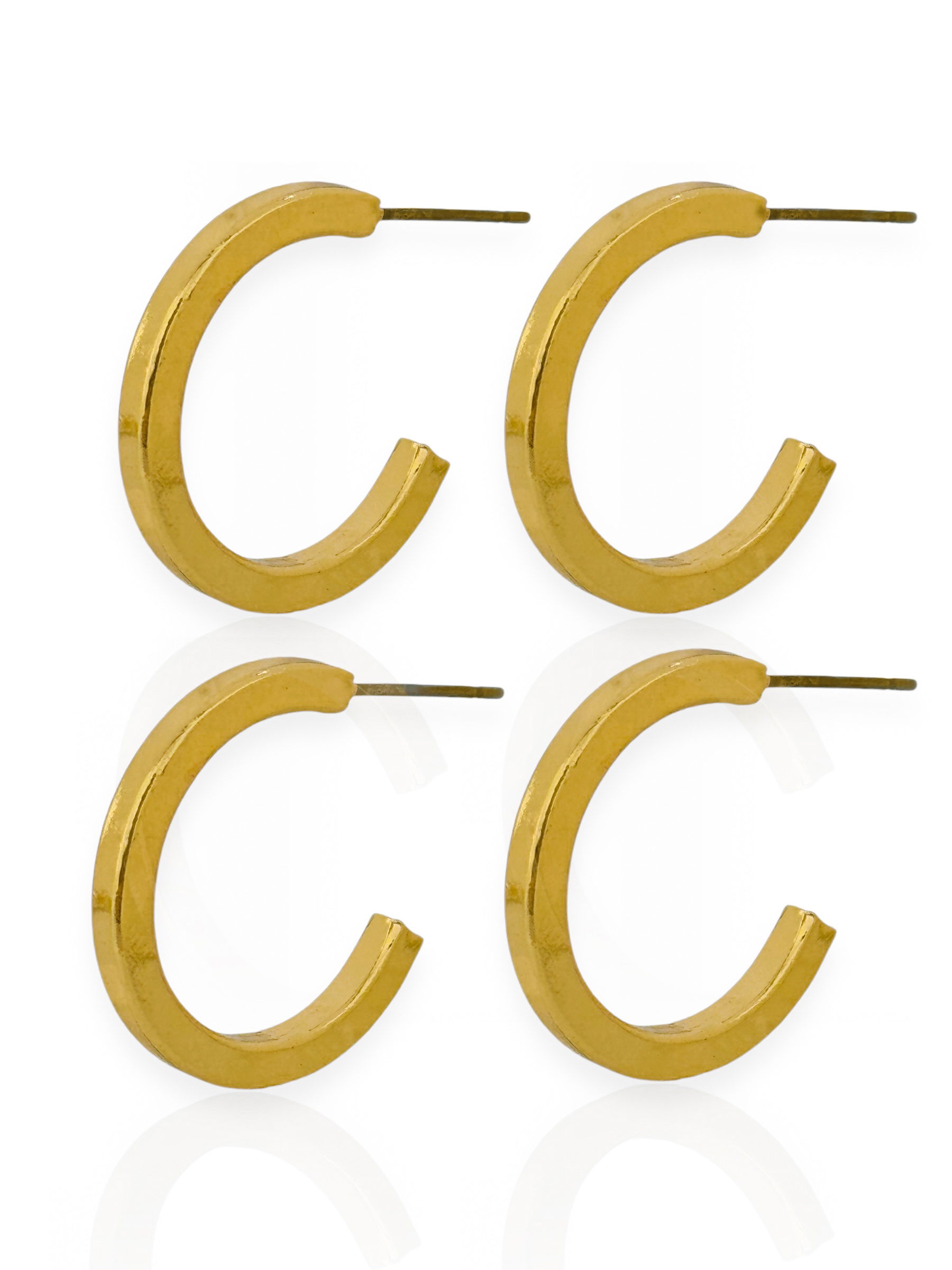 Brincos Duplos Folheado a Ouro e Prata Mix Banho Argola