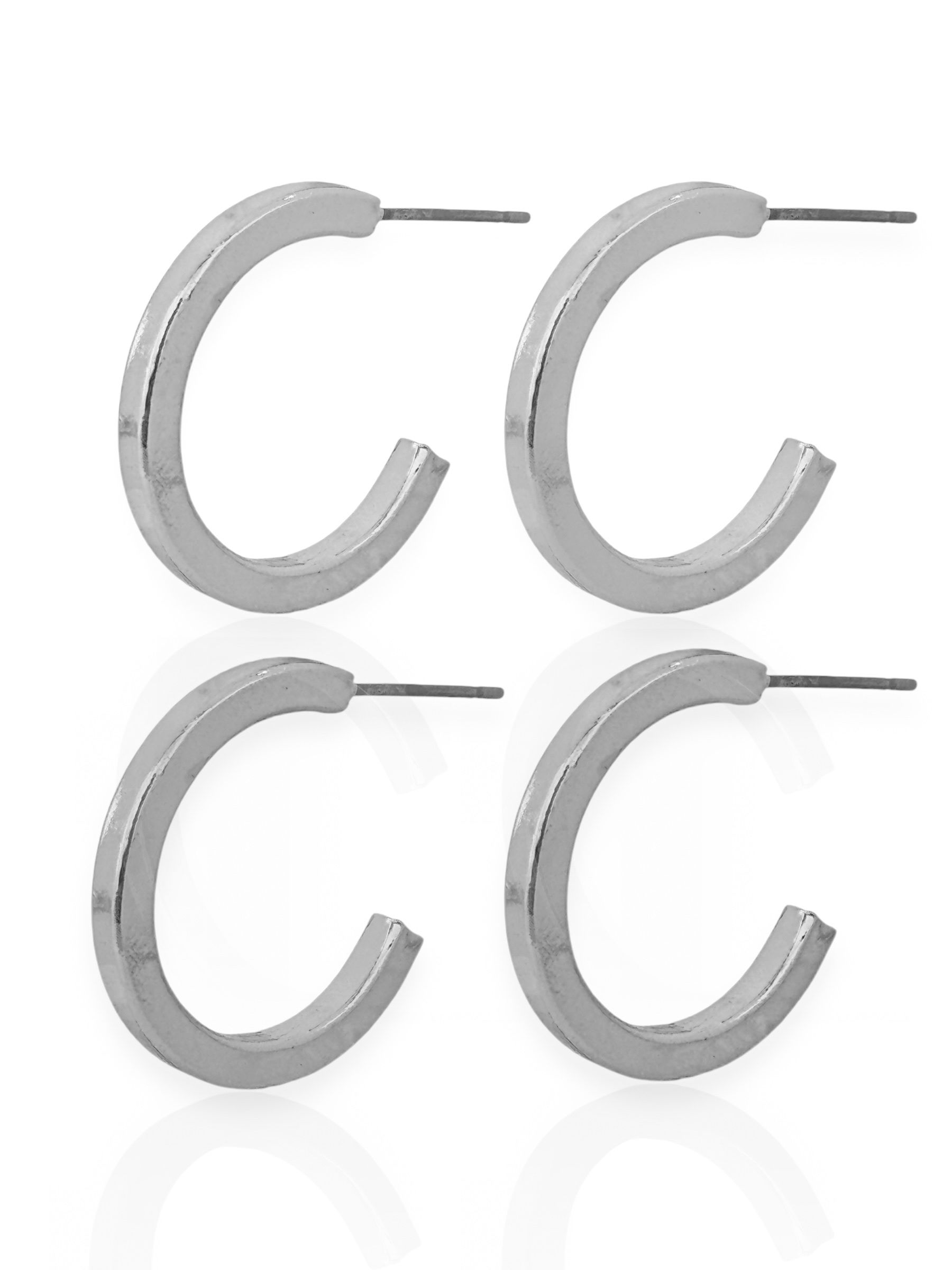 Brincos Duplos Folheado a Ouro e Prata Mix Banho Argola