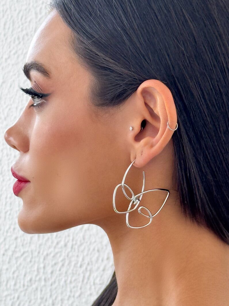 Brincos Folheado a Ouro 18k e Prata 925 Borboleta Orgânica