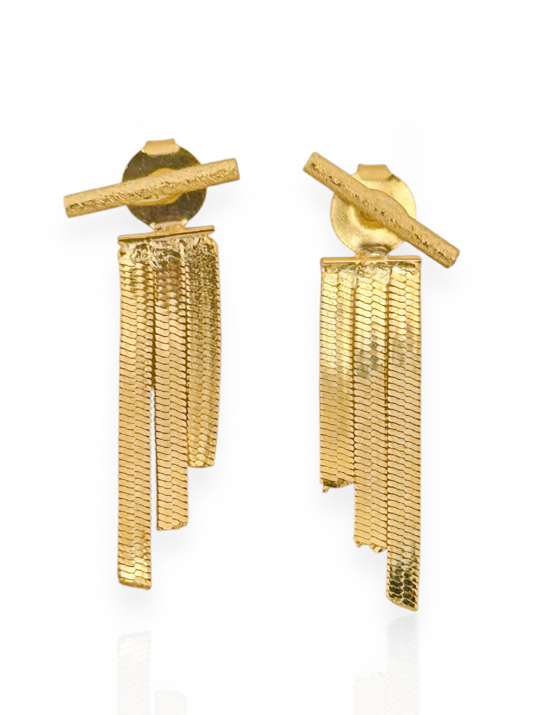 Brincos Folheado a Ouro 18k e Prata Fita Laminada