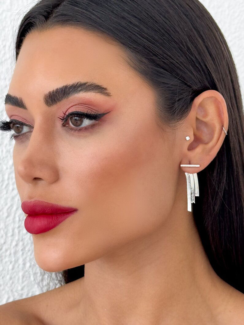 Brincos Folheado a Ouro 18k e Prata Fita Laminada