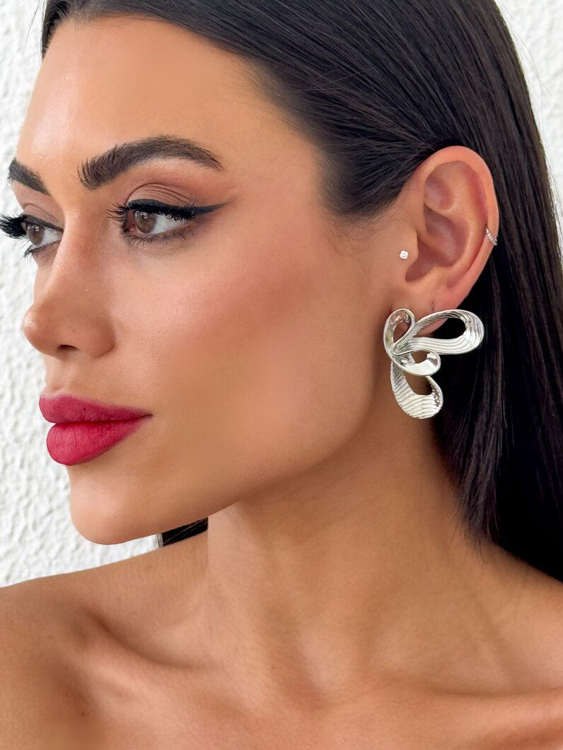 Brincos Folheado a Ouro 18k e Prata Organic Estonado