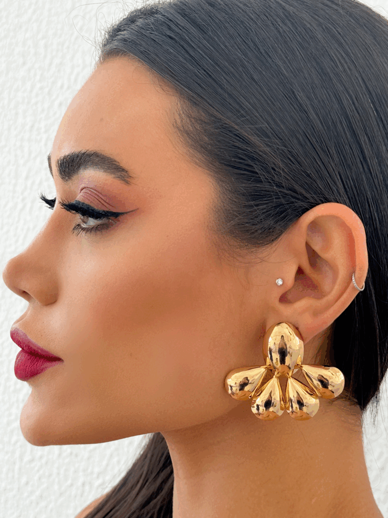 Brincos Folheado a Ouro 18k e Prata Orgânico Liso