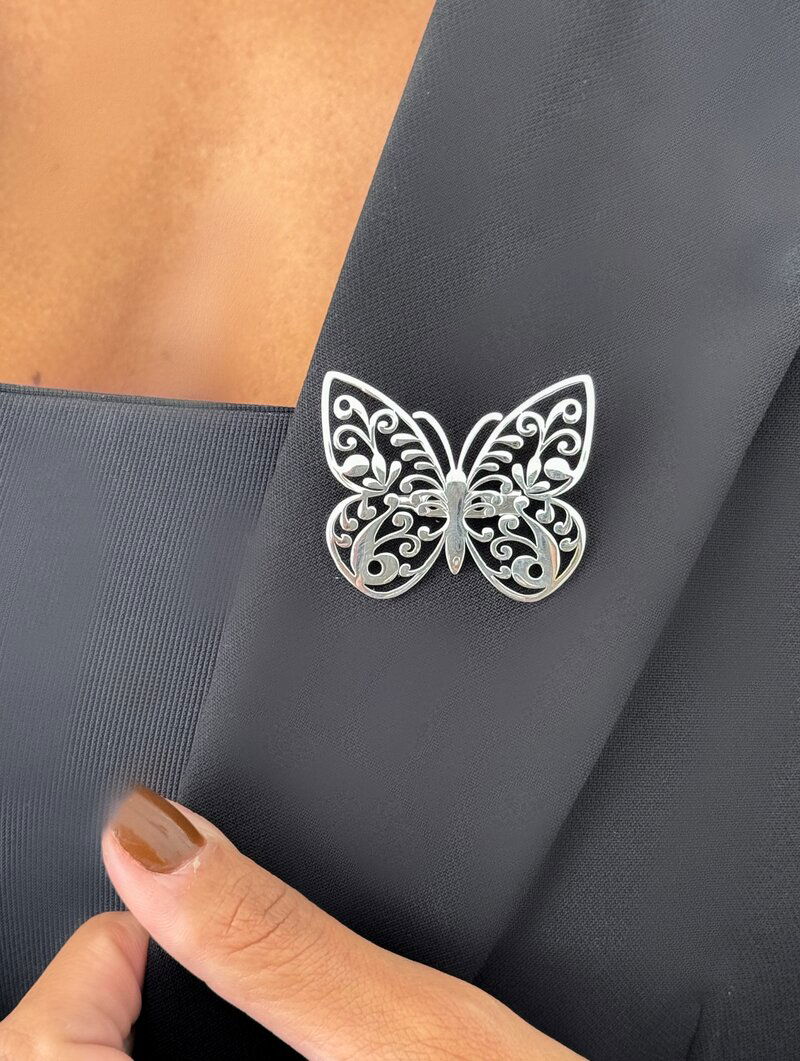 Broche Folheado a Ouro 18k e Prata Borboleta