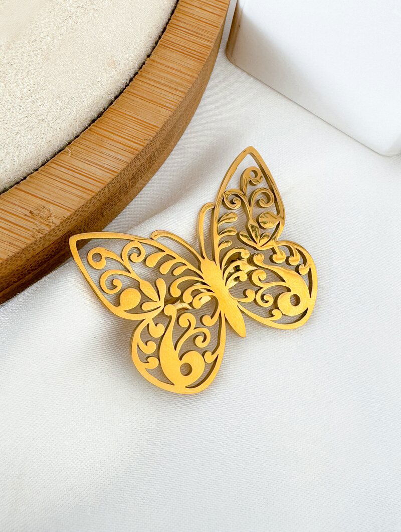 Broche Folheado a Ouro 18k e Prata Borboleta