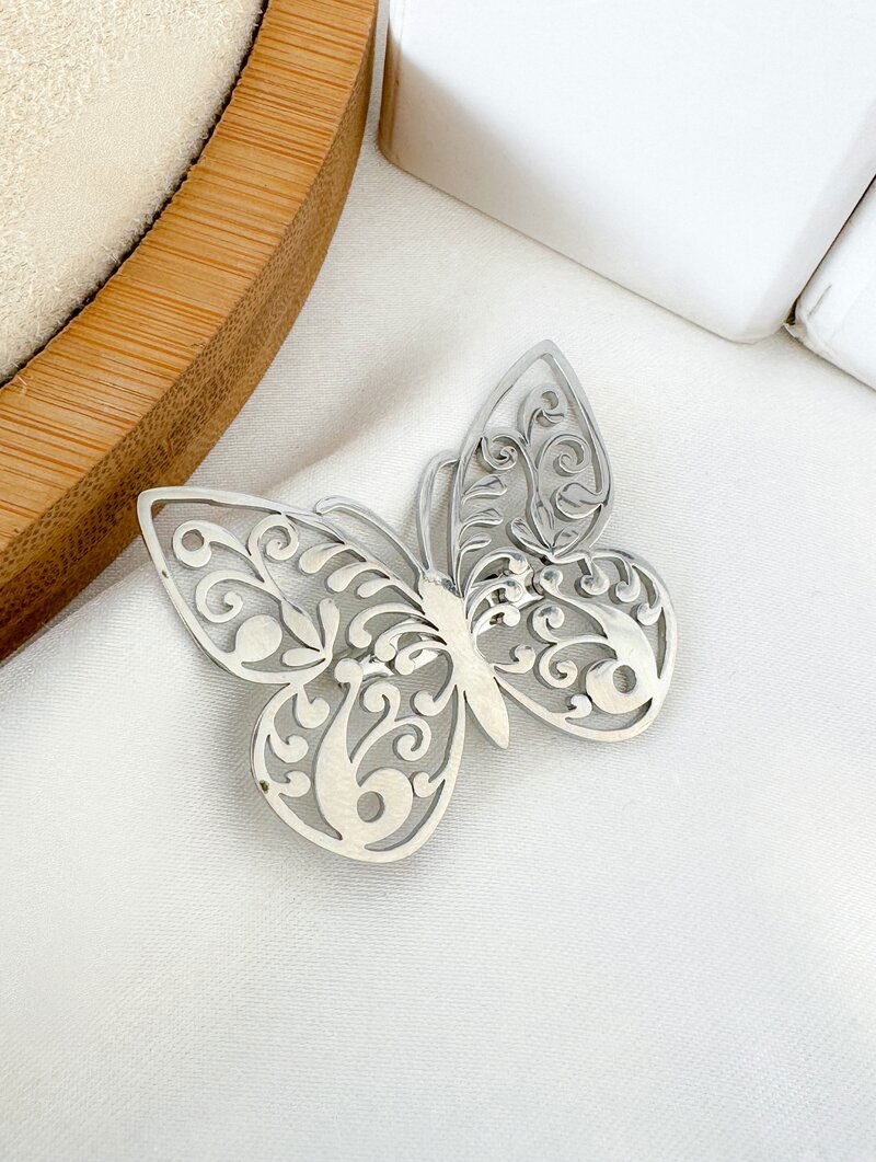 Broche Folheado a Ouro 18k e Prata Borboleta