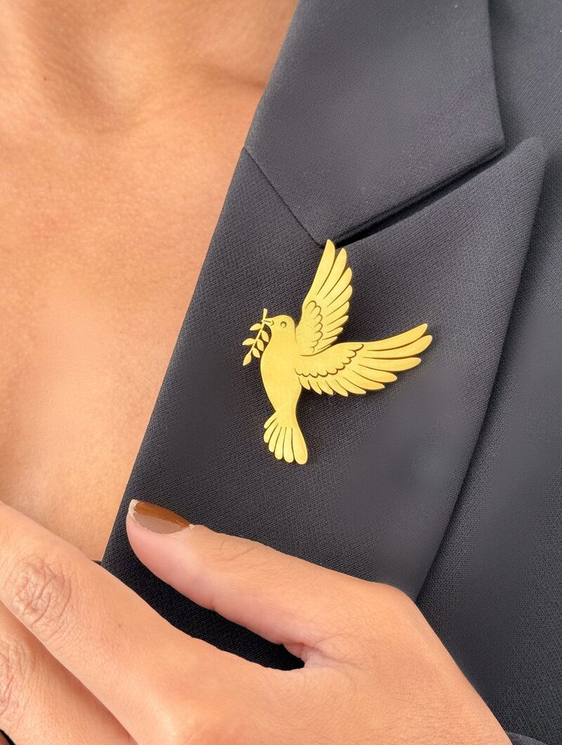 Broche Folheado a Ouro 18k e Prata Espírito Santo