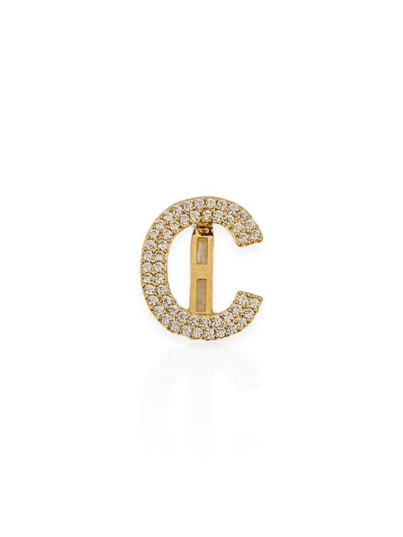 Charm Folheado a Ouro 18k e Prata 925 Iniciais Cravejadas