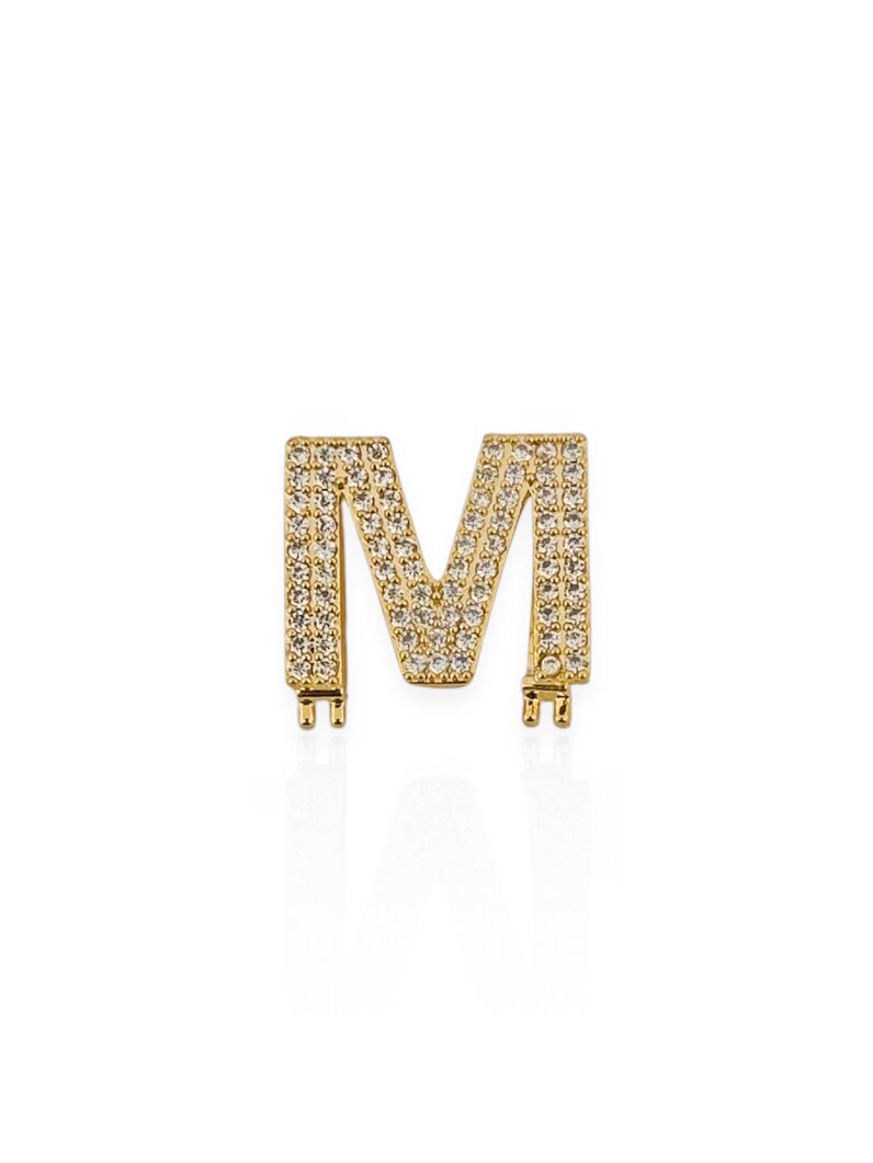Charm Folheado a Ouro 18k e Prata 925 Iniciais Cravejadas