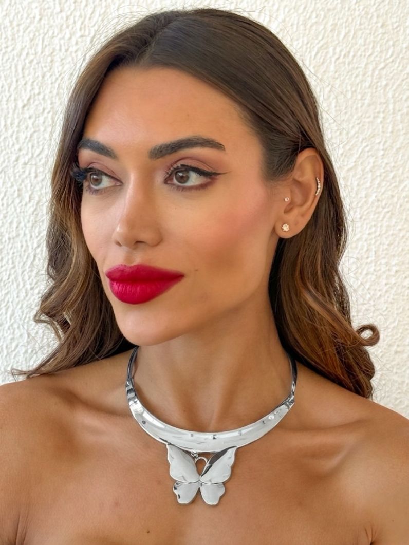 Choker Aro Articulado Folheado a Ouro 18k e Prata Design Borboleta