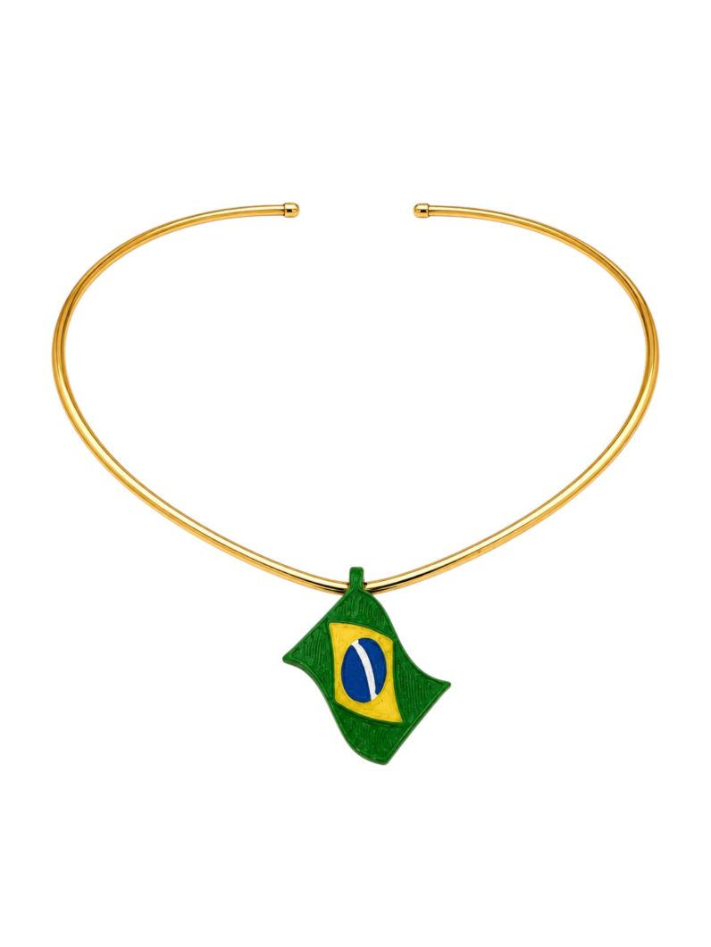 Choker Aro Folheado a Ouro 18k Design Banderia do Brasil