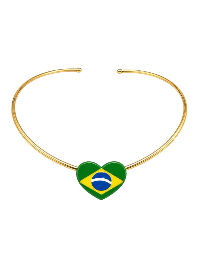Choker Aro Folheado a Ouro 18k Design Coração do Brasil