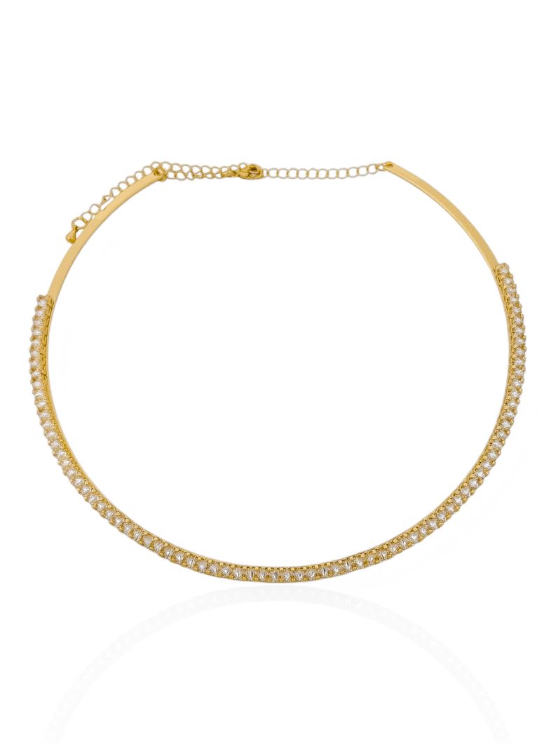 Choker Aro Folheado a Ouro 18k e Prata Aro Com Zircônias