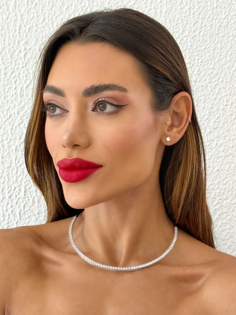 Choker Aro Folheado a Ouro 18k e Prata Aro Com Zircônias