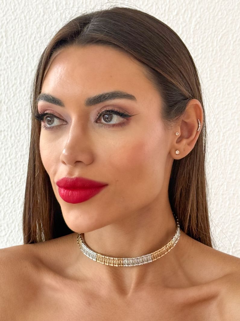 Choker Aro Folheado a Ouro 18k e Prata Aro Detalhado