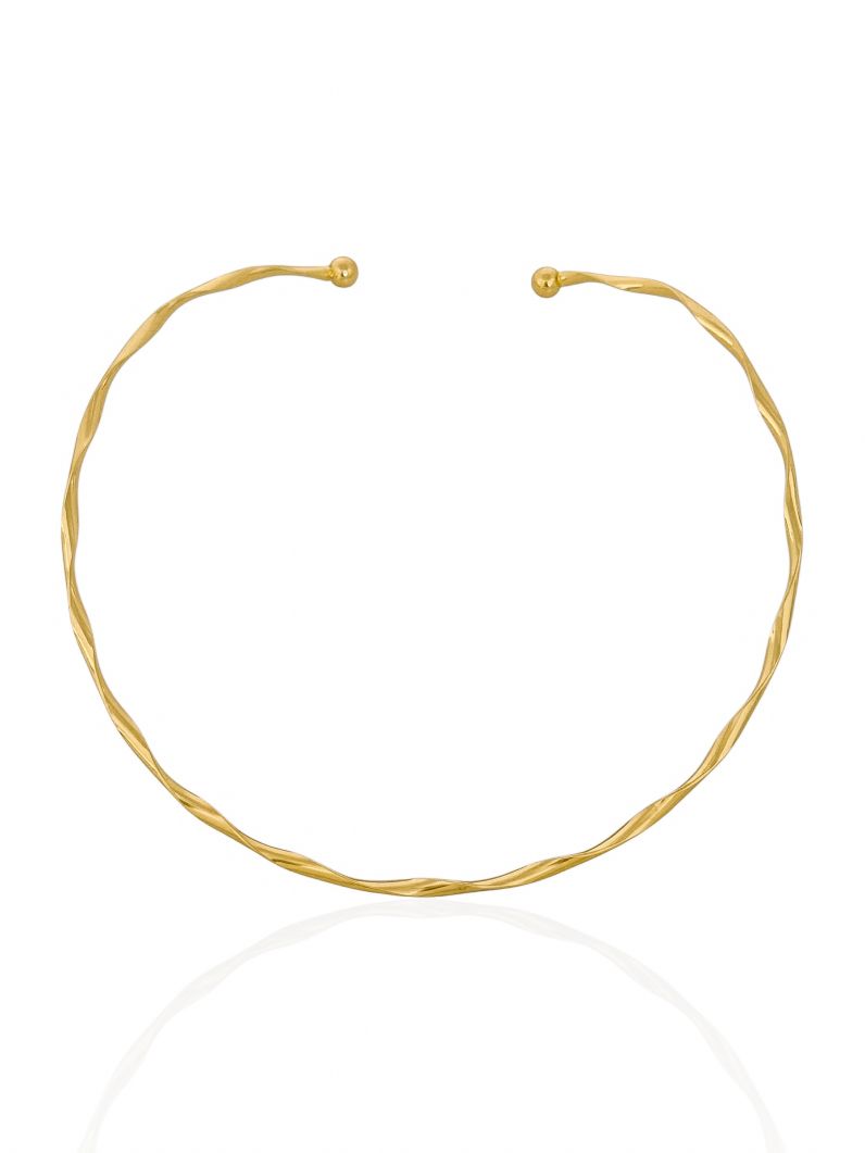 Choker Aro Folheado a Ouro 18k e Prata Aro Ondulado