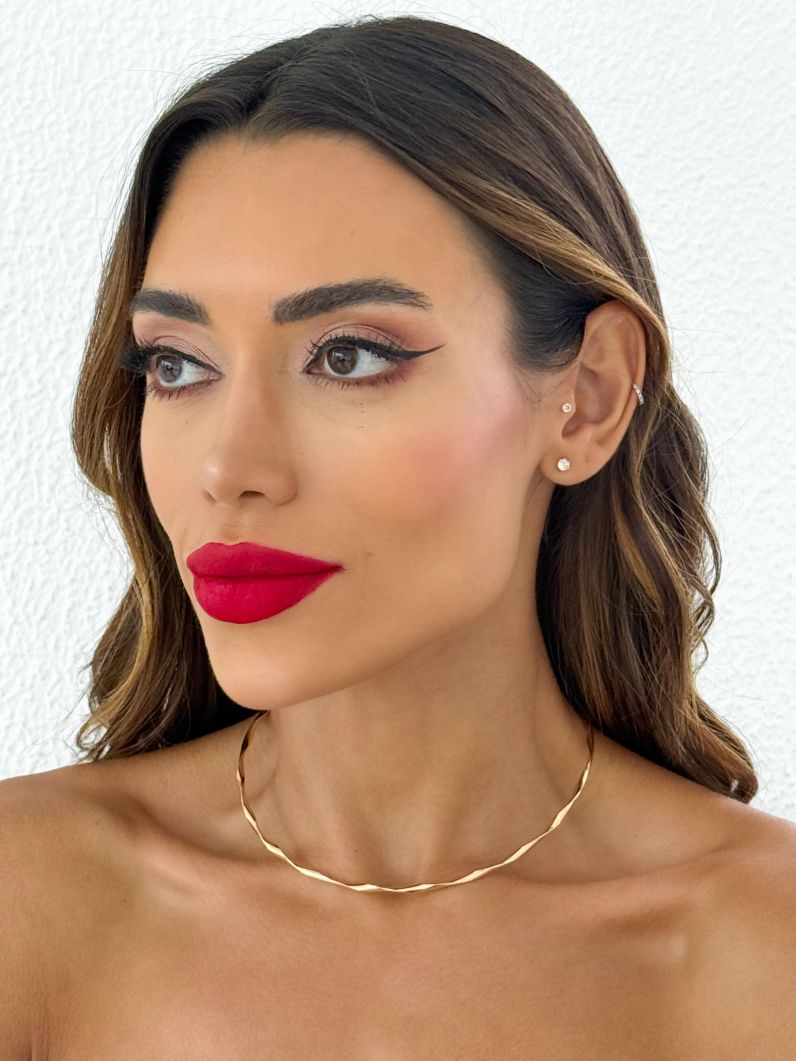 Choker Aro Folheado a Ouro 18k e Prata Aro Ondulado