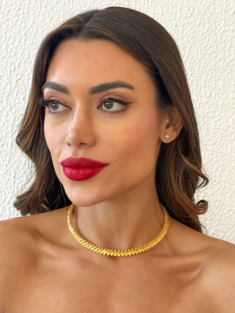 Choker Aro Folheado a Ouro 18k e Prata Com Navetes