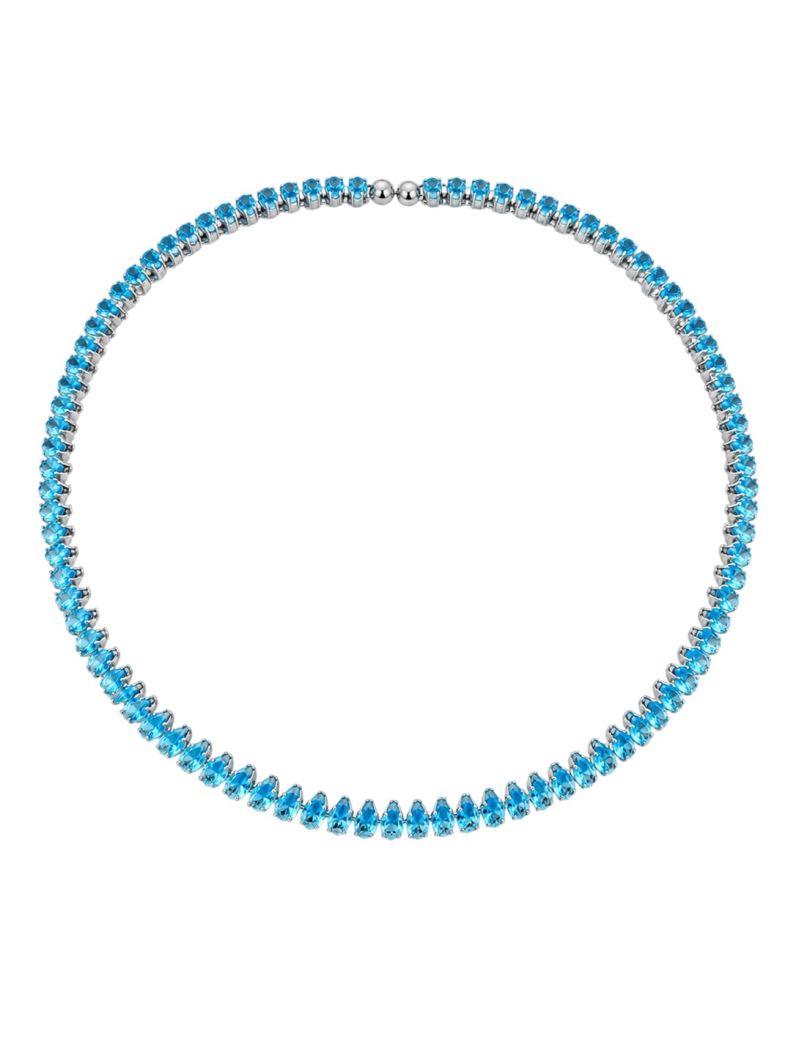 Choker Aro Folheado a Ouro 18k e Prata Com Navetes Colorido
