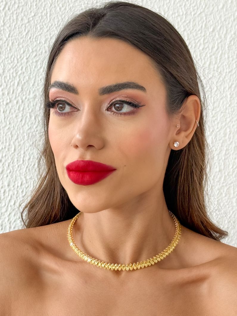 Choker Aro Folheado a Ouro 18k e Prata Com Navetes Colorido