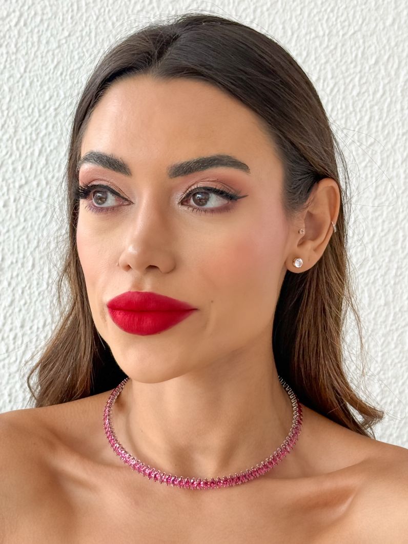 Choker Aro Folheado a Ouro 18k e Prata Com Navetes Colorido