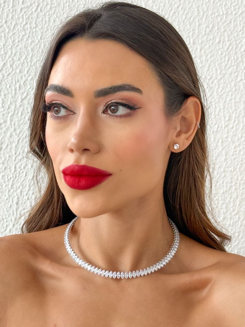 Choker Aro Folheado a Ouro 18k e Prata Com Navetes Colorido