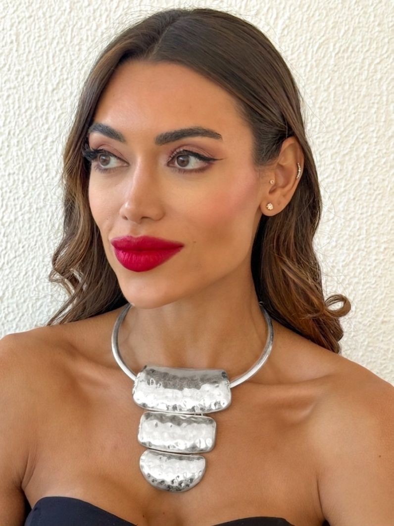 Choker Aro Folheado a Ouro 18k e Prata Design Aro Jateado Maxi Quadrado