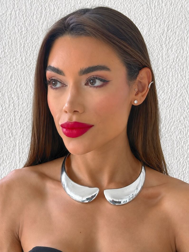 Choker Aro Folheado a Ouro 18k e Prata Design Liso Moderno