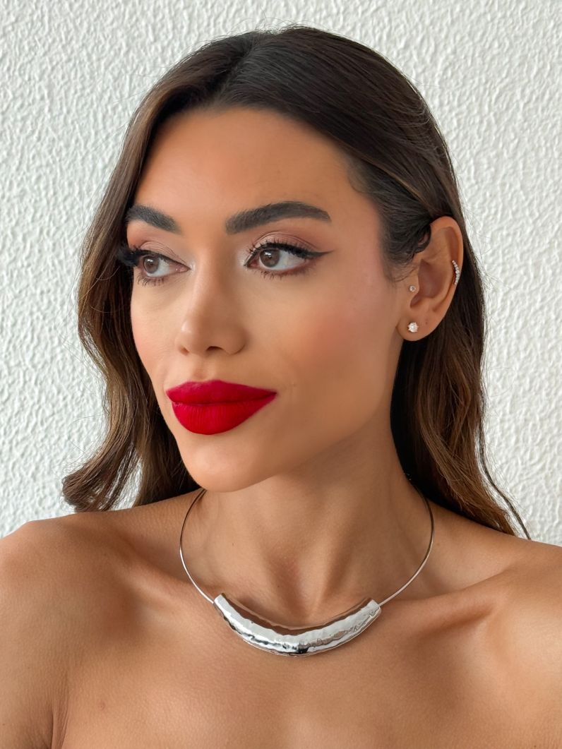 Choker Aro Folheado a Ouro 18k e Prata Design Martelado