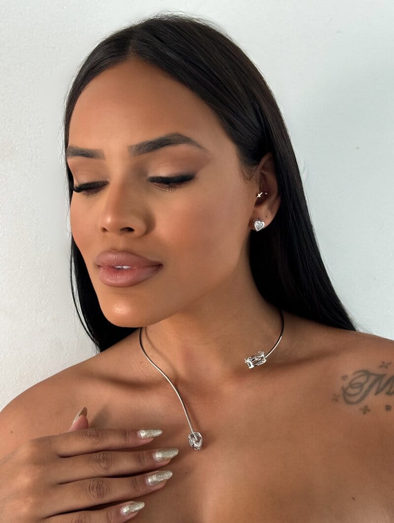 Choker Aro Folheado a Ouro 18K e Prata Liso Com Gota