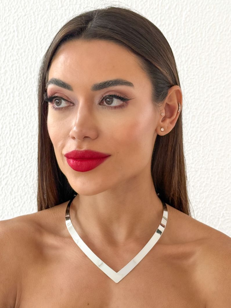 Choker Aro Folheado a Ouro 18k e Prata V Liso