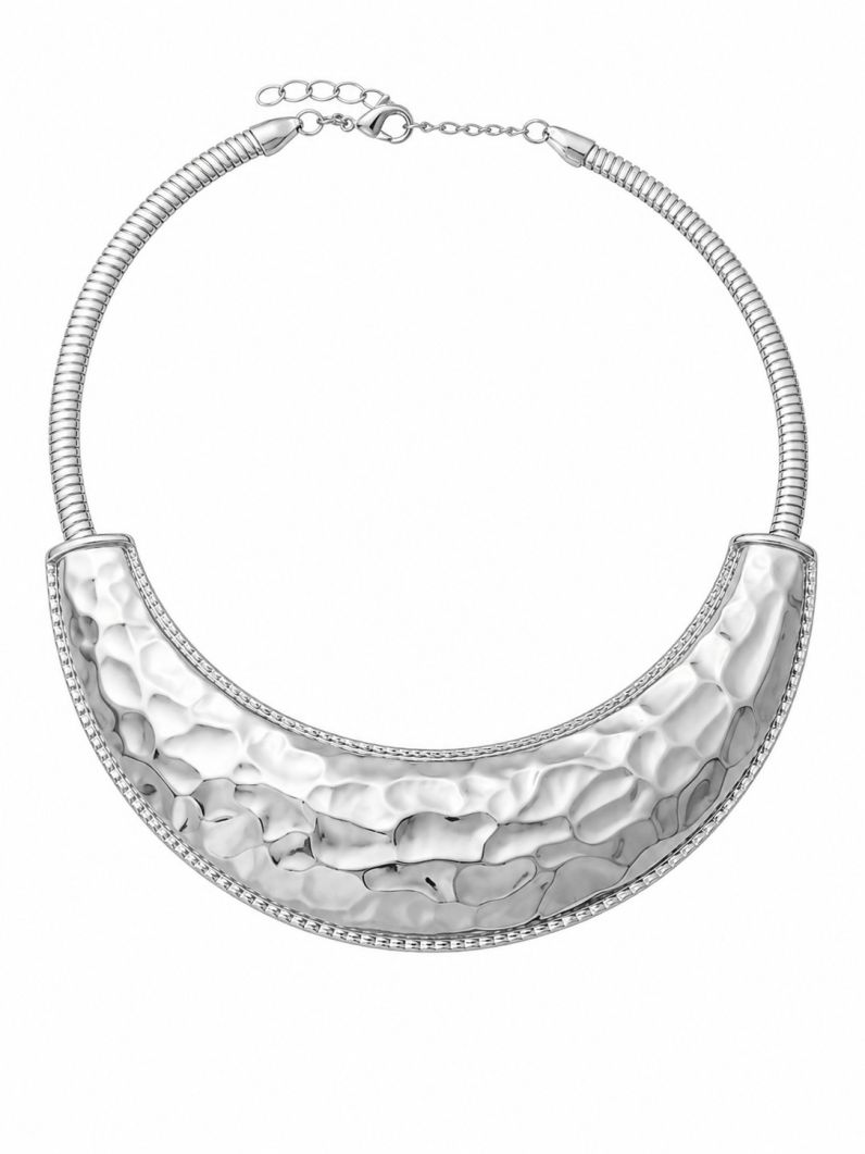Choker Aro Folheado a Ouro 18k e Prata Placa Martelada Organica