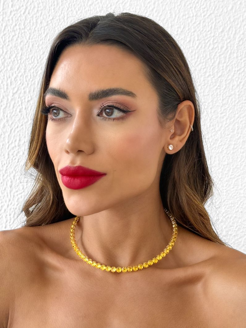 Choker Aro Folheado a Ouro 18k e Prata Zirconias Coloridas