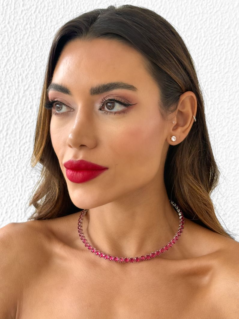 Choker Aro Folheado a Ouro 18k e Prata Zirconias Coloridas