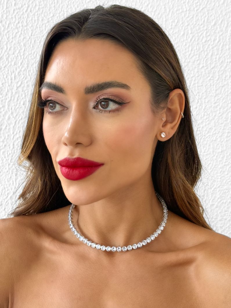 Choker Aro Folheado a Ouro 18k e Prata Zirconias Coloridas
