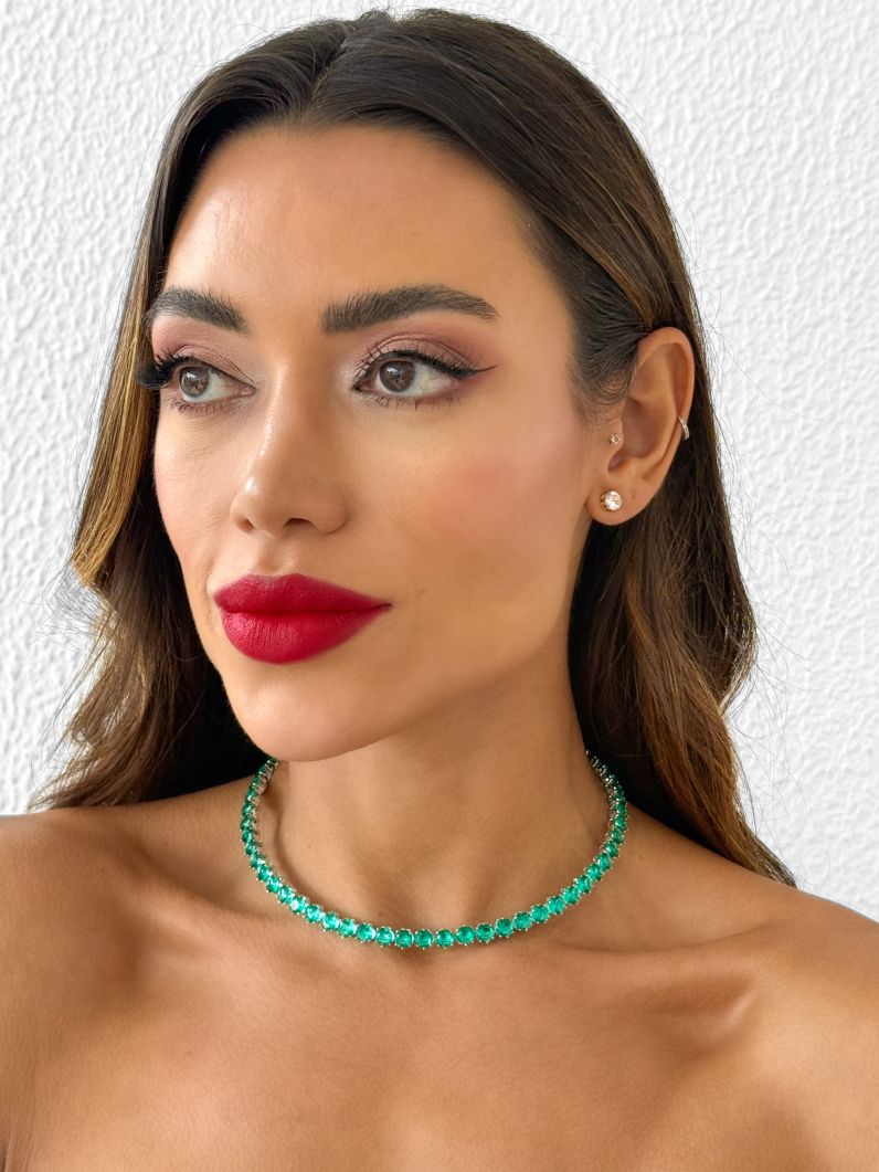 Choker Aro Folheado a Ouro 18k e Prata Zirconias Coloridas