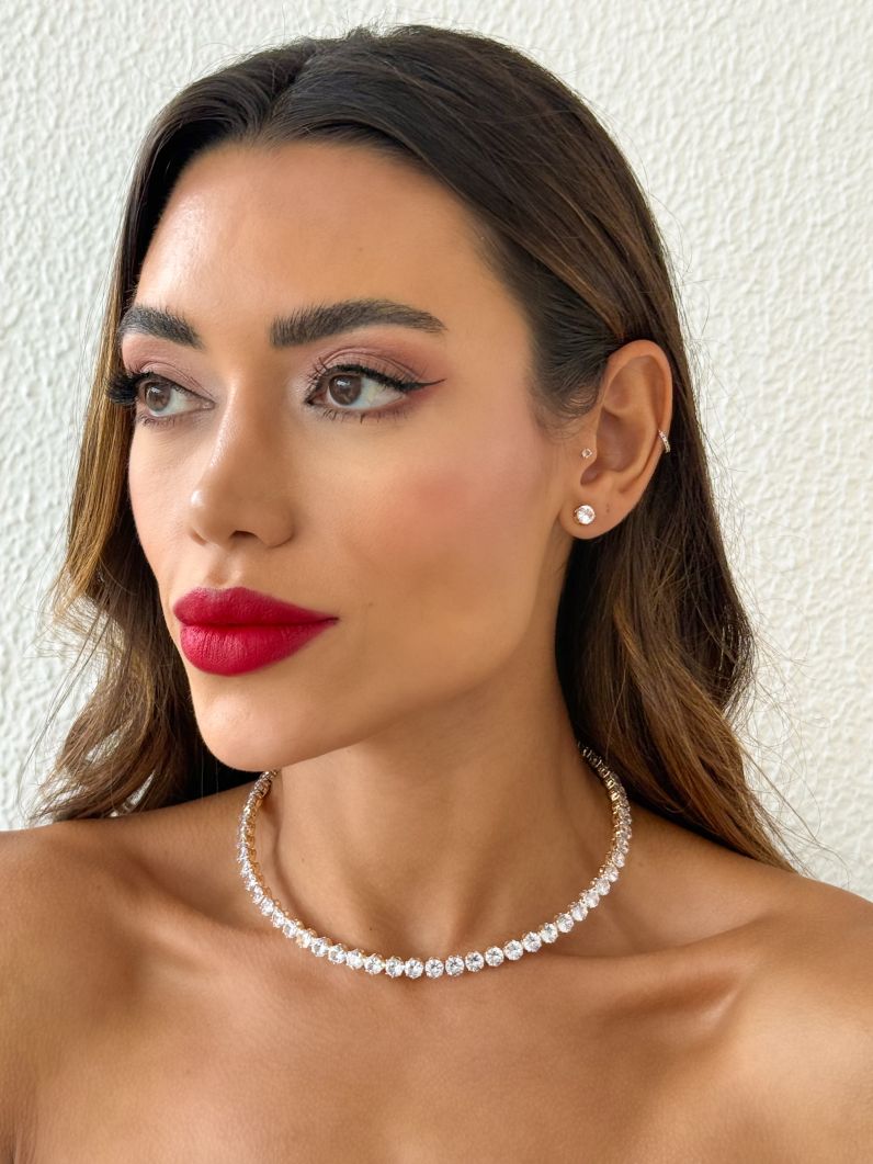 Choker Aro Folheado a Ouro 18k e Prata Zirconias Coloridas