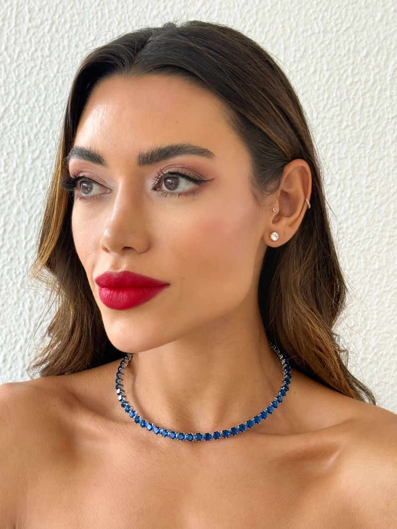 Choker Aro Folheado a Ouro 18k e Prata Zirconias Coloridas